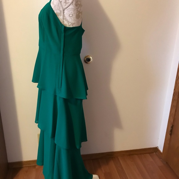 Belle Badgley Mischka Green Ruffle Sachs Dress - Picture 8 of 8